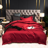 Wendy Solid Egyptian Cotton Duvet Cover Set Duvet Cover Set - Venetto Design Color 10 / Queen size 4Pcs / Flat Bed Sheet Venettodesign.com