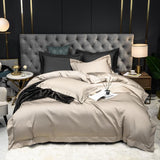 Wendy Solid Egyptian Cotton Duvet Cover Set Duvet Cover Set - Venetto Design Color 9 / Queen size 4Pcs / Flat Bed Sheet Venettodesign.com