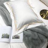 Victoria Embroidered Lined Border Egyptian Cotton Duvet Cover Set