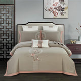 Zoe Chinoiserie Embroidered Egyptian Cotton Duvet Cover Set Duvet Cover Set - POint Design Color 5 / Queen size 4Pcs pointdsgn.com