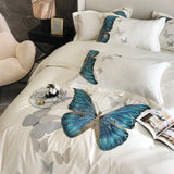 Danica Butterfly Embroidered Egyptian Cotton Duvet Cover Set