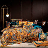 Omera Embroidered Tassel Rounded Jacquard Satin Duvet Cover Set