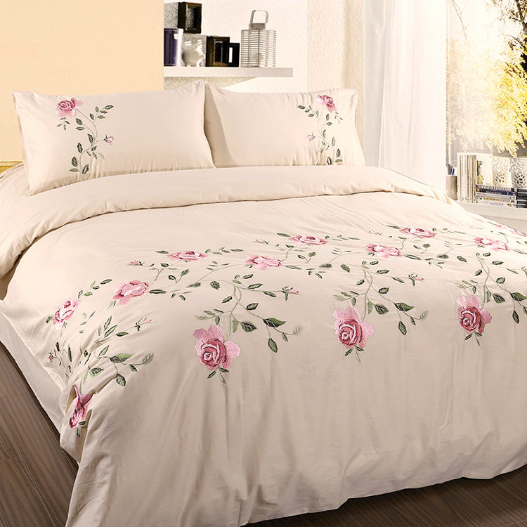 Ruzanna Flowers Embroidered Cotton Soft Bedding set