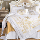 DeLuxxe White Egyptian Cotton Embroidery Duvet Cover Set