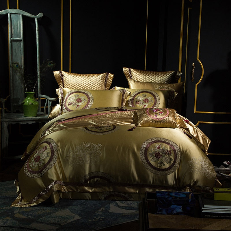 Halima Tasseled Satin Jacquard Duvet Cover Set