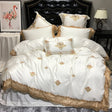 Karlena Oriental Egyptian cotton Embroidery Luxury Royal Duvet Cover Set Duvet Cover Set - Venetto Design King / 4 Pieces Venettodesign.com