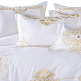 DeLuxxe White Egyptian Cotton Embroidery Duvet Cover Set