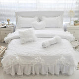 Amani Double-Layered Ruffled Cotton Lace Duvet Cover Set Duvet Cover Set - Venetto Design Color 1 / 1m Twin size 3Pcs Venettodesign.com