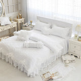 Amani Double-Layered Ruffled Cotton Lace Duvet Cover Set