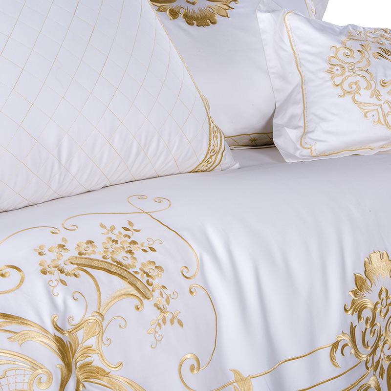 DeLuxxe White Egyptian Cotton Embroidery Duvet Cover Set