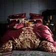 Lezkira Burgundy Red Luxury Egyptian Cotton Embroidery Duvet Cover Set Duvet Cover Set - Venetto Design King / 4 Pieces Venettodesign.com