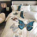 Danica Butterfly Embroidered Egyptian Cotton Duvet Cover Set