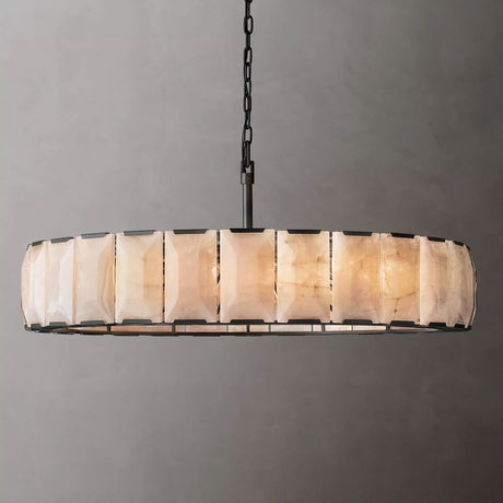 Harson Calcite Round Chandelier 60" chandeliers for dining room,chandeliers for stairways,chandeliers for foyer,chandeliers for bedrooms,chandeliers for kitchen,chandeliers for living room Rbrights Matte Black  