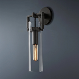 Queeni Modern Machinist Glass Cylinder Wall Sconce 12'', Wall Light For Bedroom