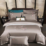 Priscilla Floral Embroidered Egyptian Cotton Duvet Cover Set Duvet Cover Set - Venetto Design Color 2 / Flat Bed Sheet / Queen size 4Pcs Venettodesign.com