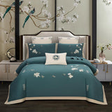 Zoe Chinoiserie Embroidered Egyptian Cotton Duvet Cover Set Duvet Cover Set - Point Design Color 3 / Queen size 4Pcs pointdsgn.com