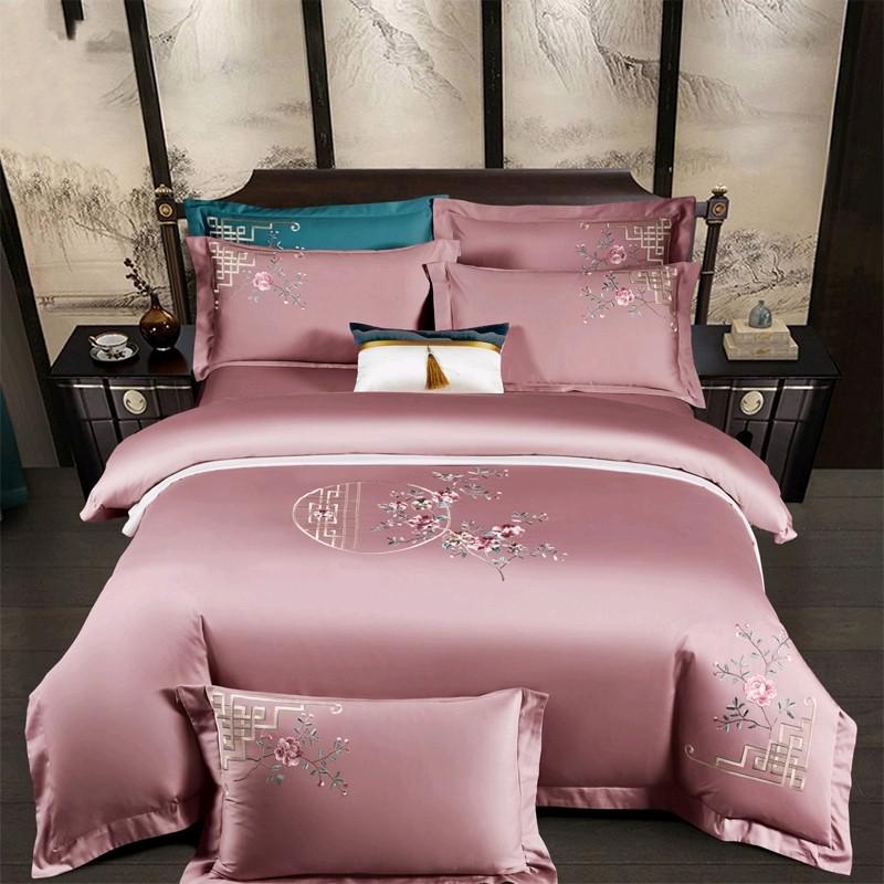 Priscilla Floral Embroidered Egyptian Cotton Duvet Cover Set Duvet Cover Set - Venetto Design Color 6 / Flat Bed Sheet / Queen size 4Pcs Venettodesign.com