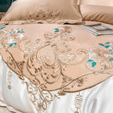 Domitia Desert Sand Embroidery Egyptian Cotton Duvet Cover Set