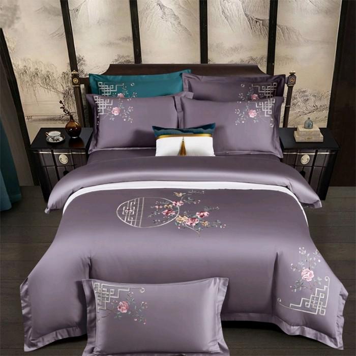 Priscilla Floral Embroidered Egyptian Cotton Duvet Cover Set Duvet Cover Set - Venetto Design Color 5 / Flat Bed Sheet / Queen size 4Pcs Venettodesign.com