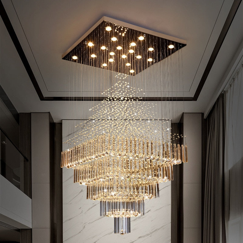 Crystal Hanging Rectangular Chandelier