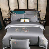 Priscilla Floral Embroidered Egyptian Cotton Duvet Cover Set