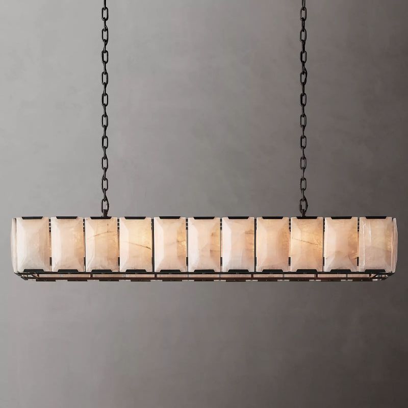 HARLOY Calcite Rectangular Chandelier 74"