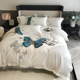 Danica Butterfly Embroidered Egyptian Cotton Duvet Cover Set