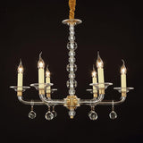 Countre Style Crystal Candle Chandelier With 6 Lights W27"