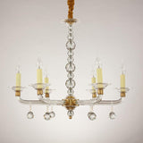 Countre Style Crystal Candle Chandelier With 6 Lights W27"