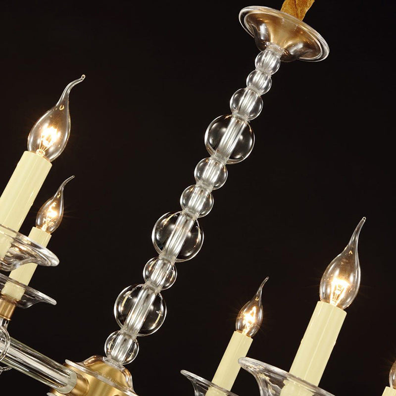 Countre Style Crystal Candle Chandelier With 6 Lights W27"