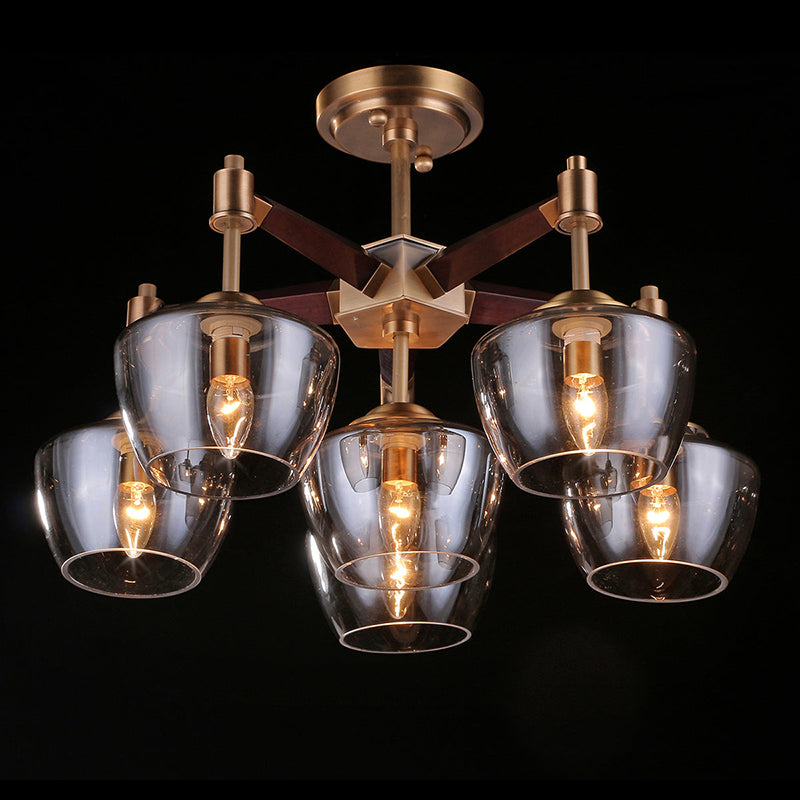 styl creative ceiling lamp made of copper and glass with 6 lights W26"