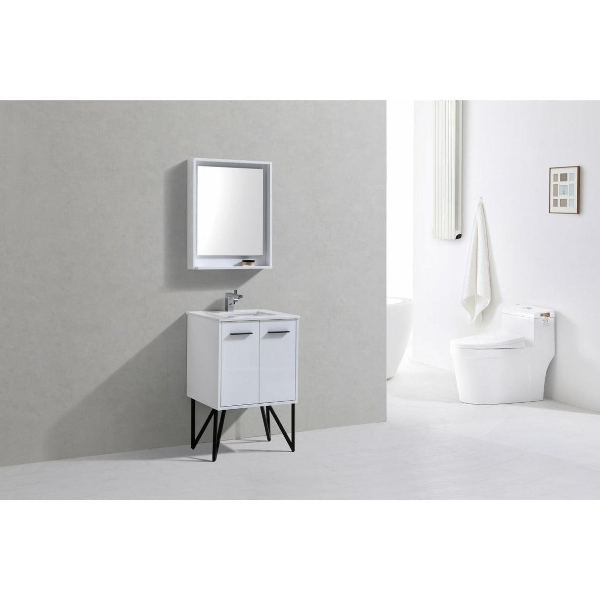 KubeBath Bosco Single Modern Bathroom Vanity w/ Quartz Countertop