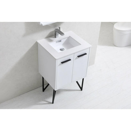 KubeBath Bosco Single Modern Bathroom Vanity w/ Quartz Countertop