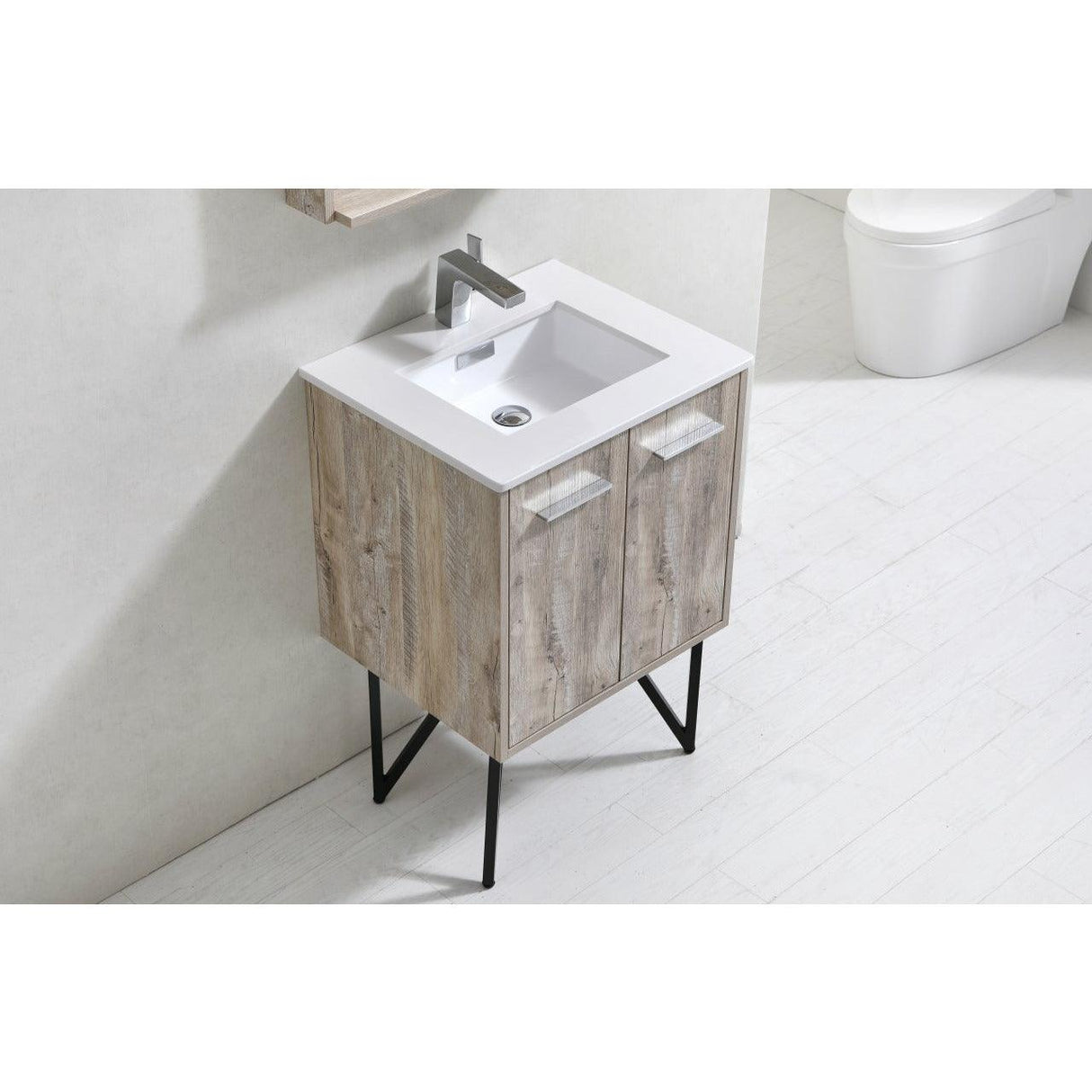 KubeBath Bosco Single Modern Bathroom Vanity w/ Quartz Countertop