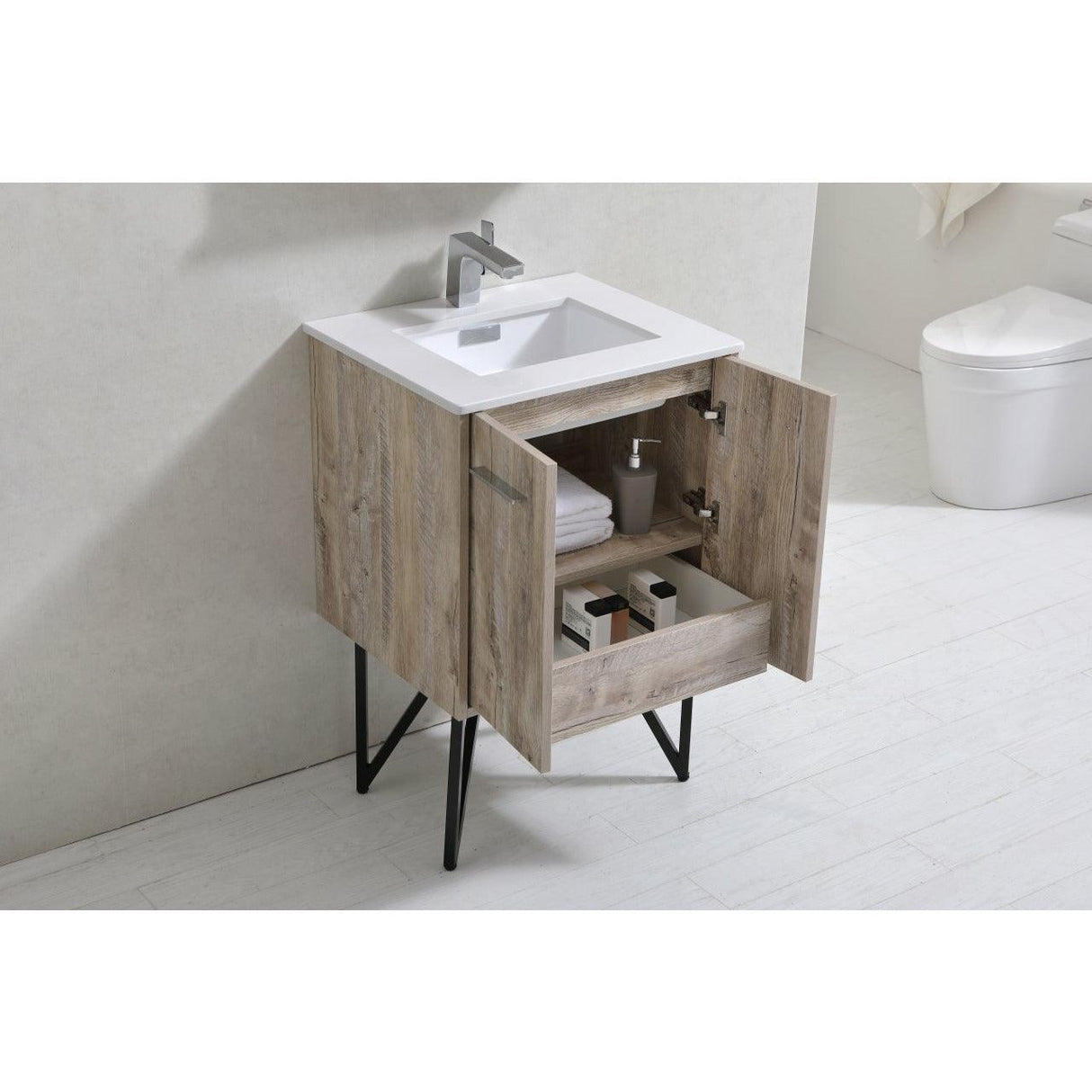 KubeBath Bosco Single Modern Bathroom Vanity w/ Quartz Countertop