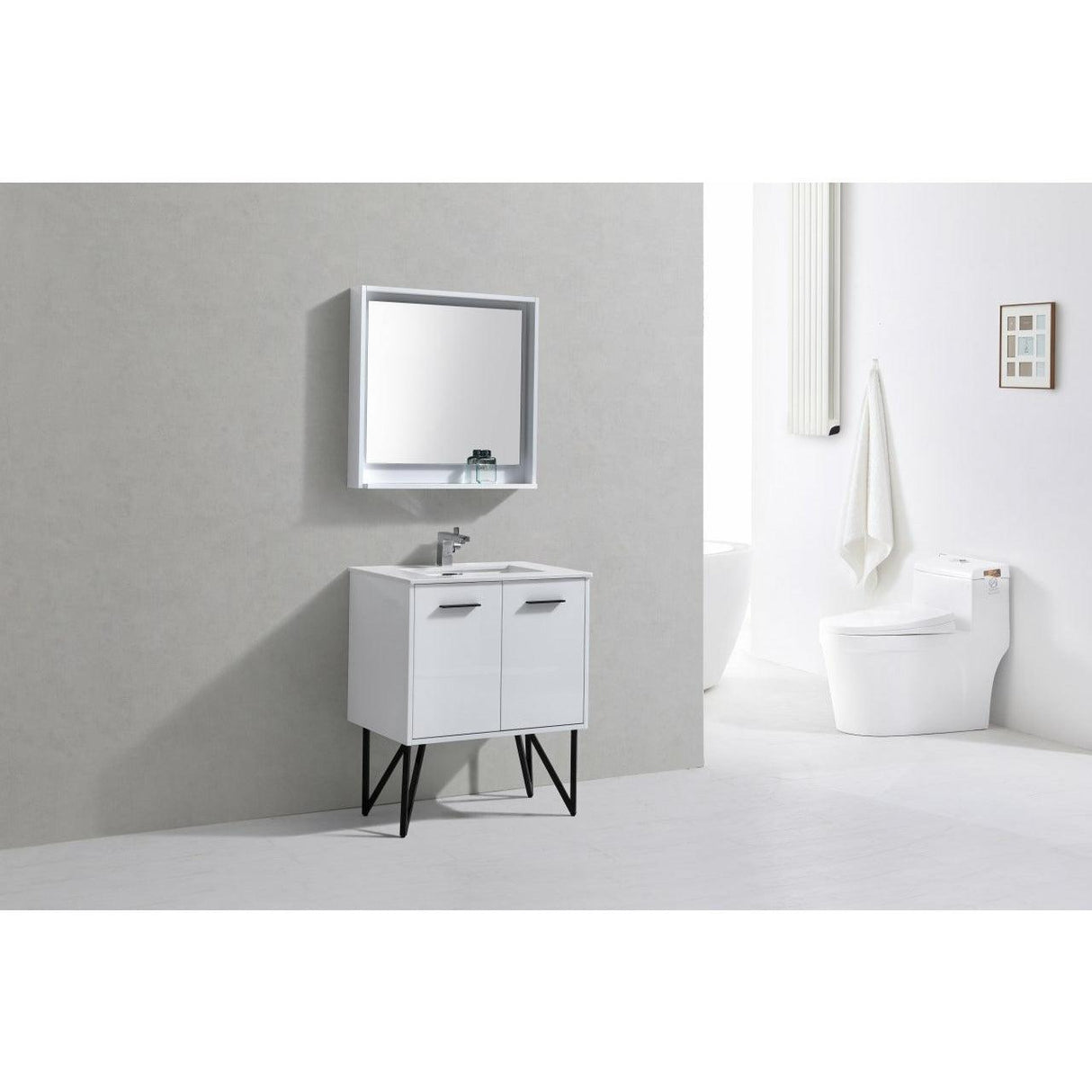 KubeBath Bosco Single Modern Bathroom Vanity w/ Quartz Countertop