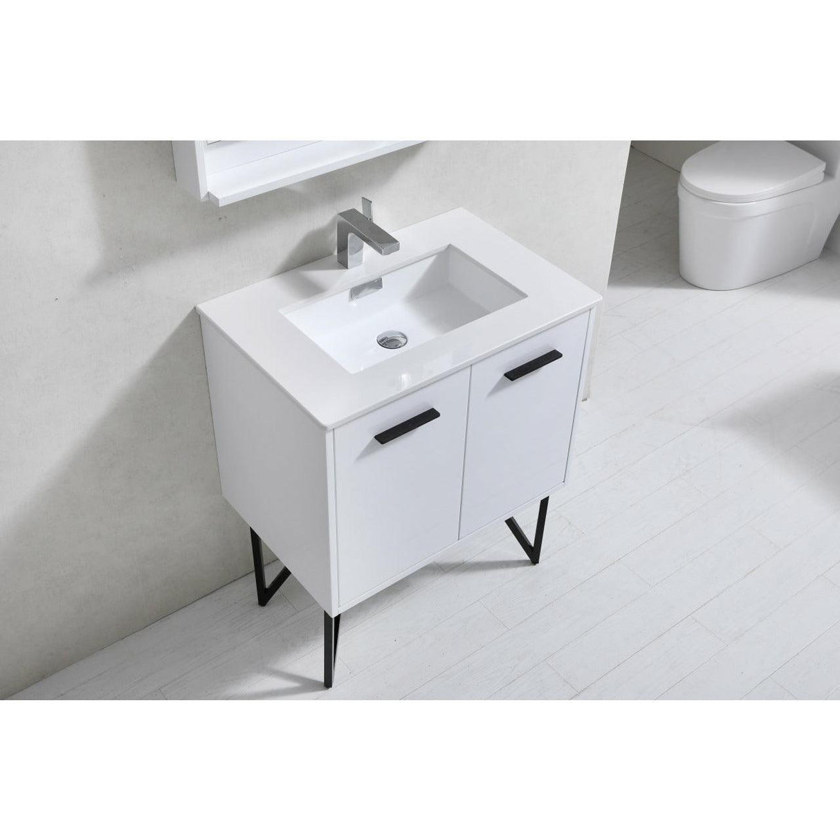 KubeBath Bosco Single Modern Bathroom Vanity w/ Quartz Countertop