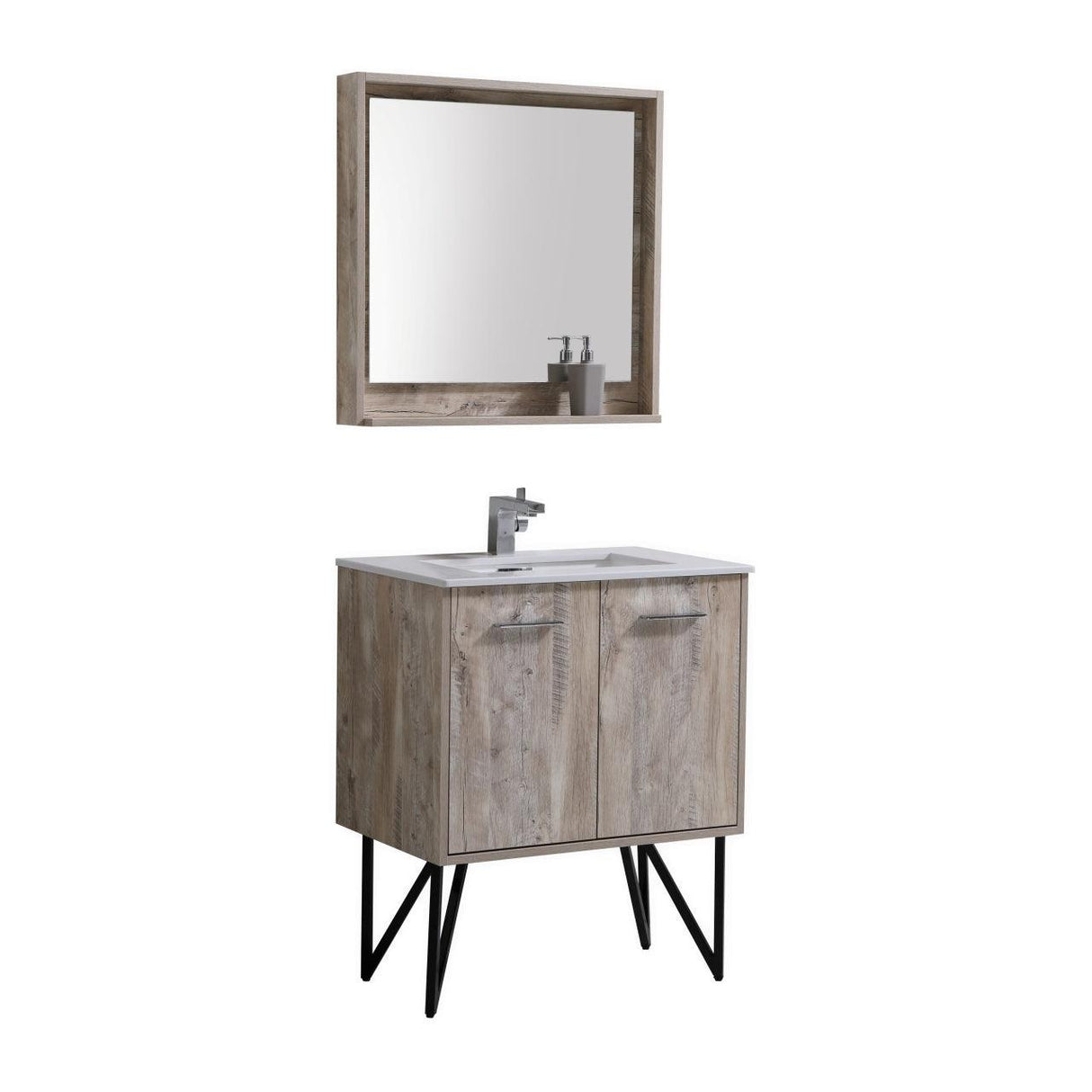 KubeBath Bosco Single Modern Bathroom Vanity w/ Quartz Countertop