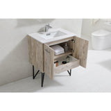 KubeBath Bosco Single Modern Bathroom Vanity w/ Quartz Countertop