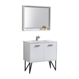 KubeBath Bosco Single Modern Bathroom Vanity w/ Quartz Countertop