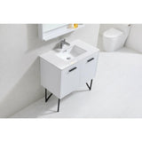 KubeBath Bosco Single Modern Bathroom Vanity w/ Quartz Countertop