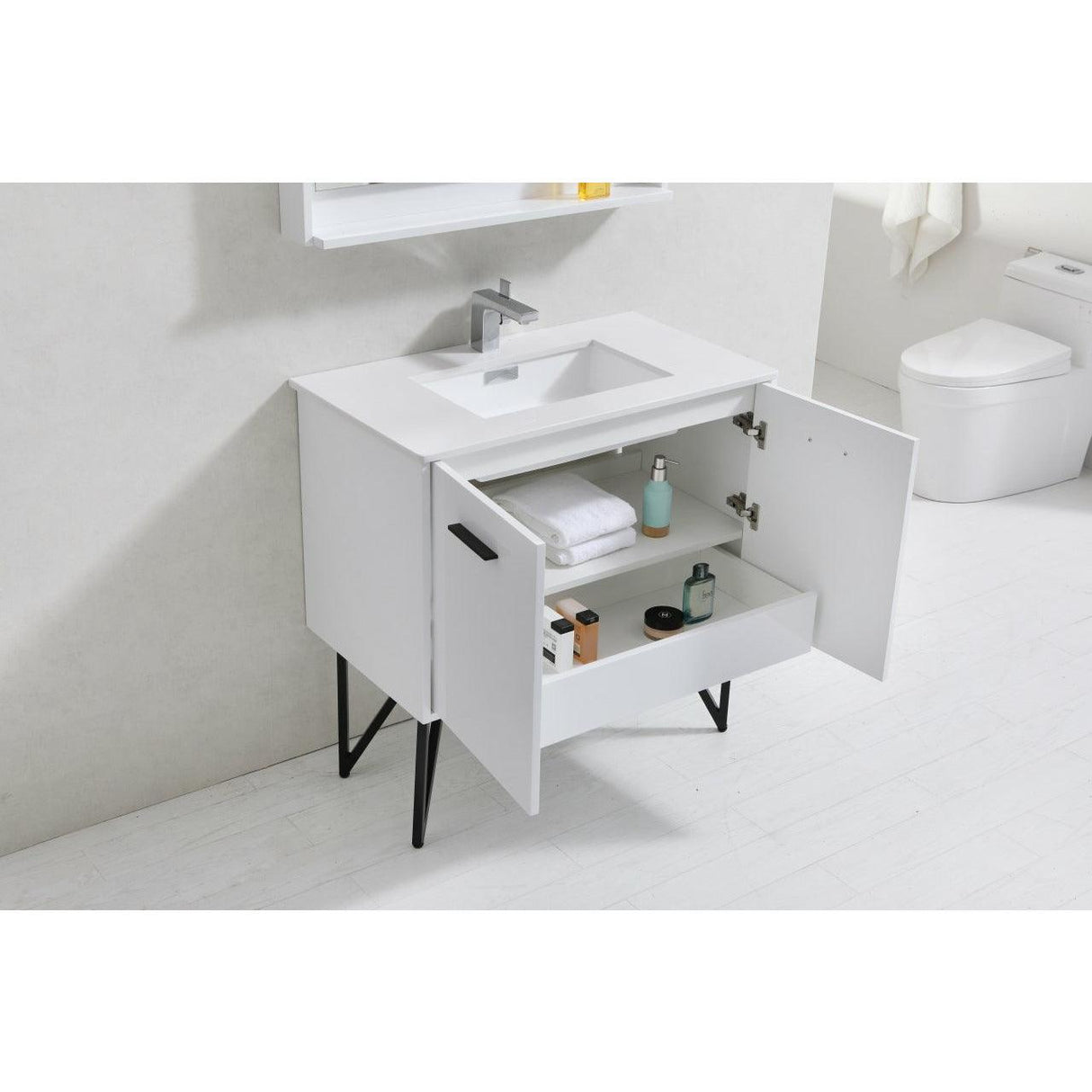 KubeBath Bosco Single Modern Bathroom Vanity w/ Quartz Countertop