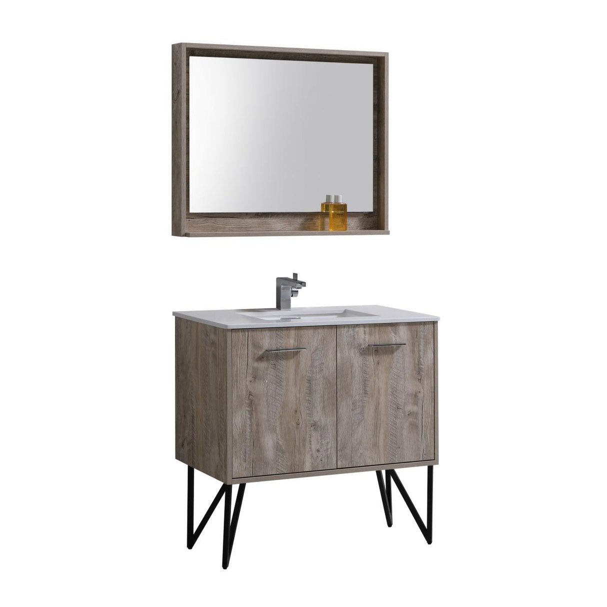 KubeBath Bosco Single Modern Bathroom Vanity w/ Quartz Countertop