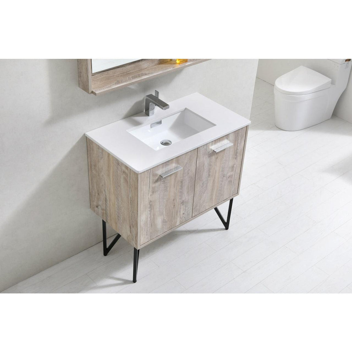 KubeBath Bosco Single Modern Bathroom Vanity w/ Quartz Countertop