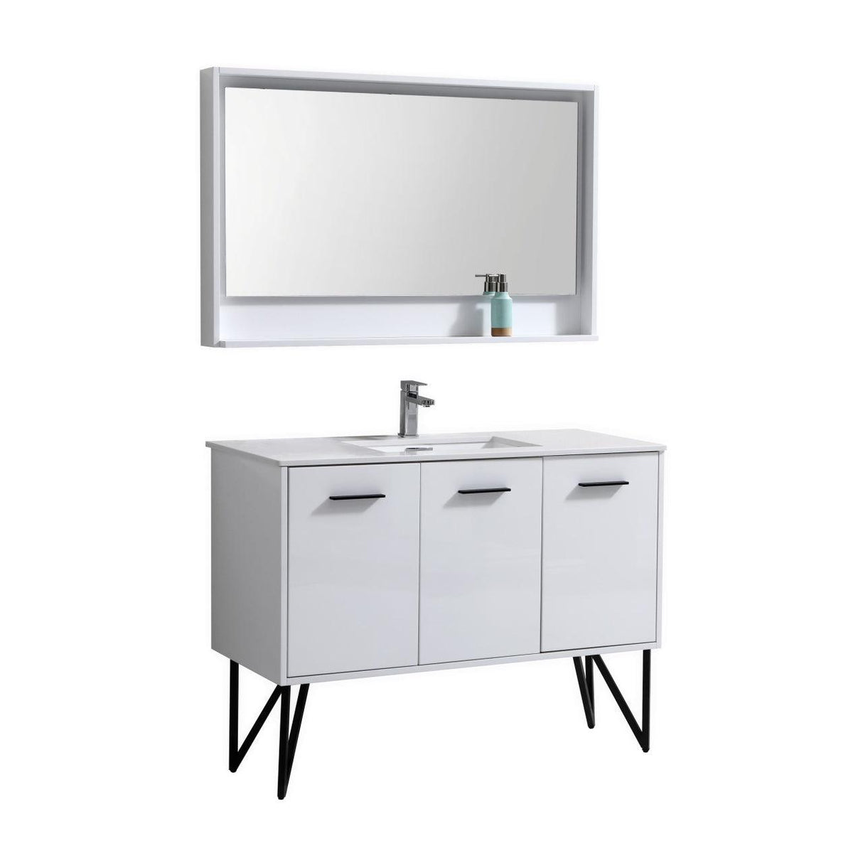 KubeBath Bosco Single Modern Bathroom Vanity w/ Quartz Countertop