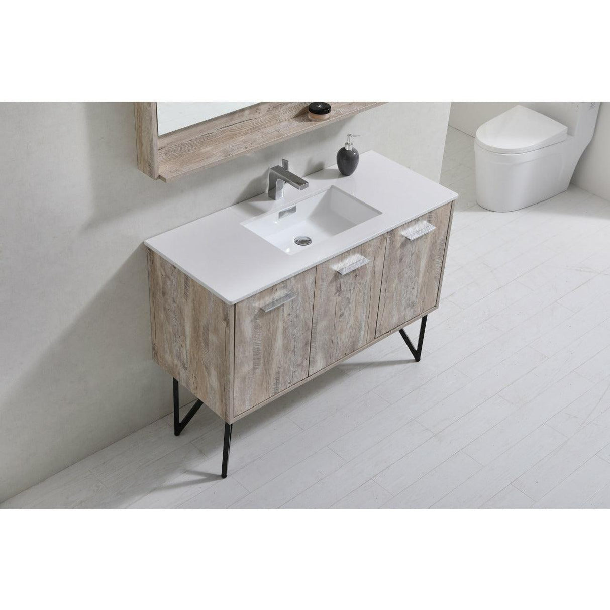 KubeBath Bosco Single Modern Bathroom Vanity w/ Quartz Countertop