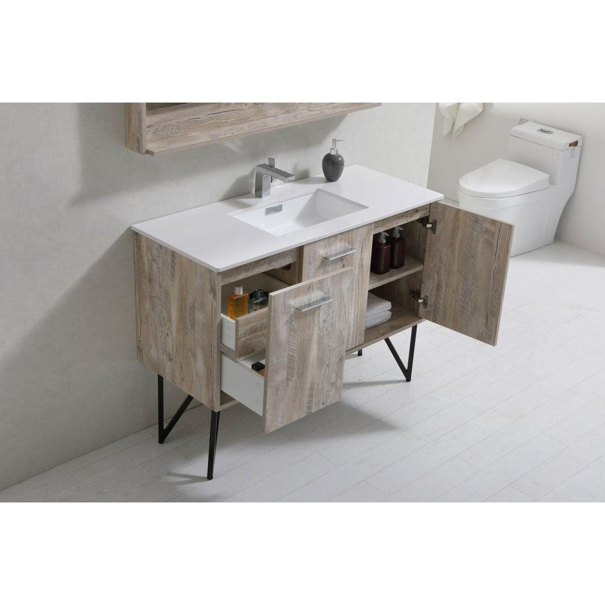 KubeBath Bosco Single Modern Bathroom Vanity w/ Quartz Countertop