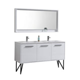 KubeBath Bosco Double Sink Modern Bathroom Vanity w/ Quartz Countertop