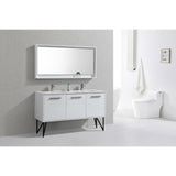 KubeBath Bosco Double Sink Modern Bathroom Vanity w/ Quartz Countertop