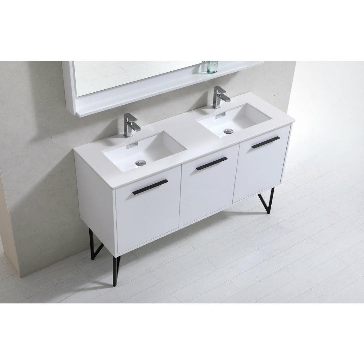 KubeBath Bosco Double Sink Modern Bathroom Vanity w/ Quartz Countertop